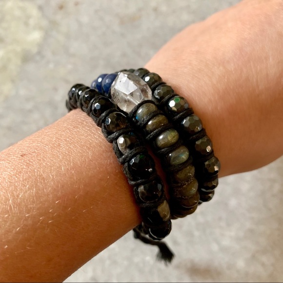 CLEAR QUARTZ & CRYSTAL WRAP BRACELET BOHO STYLE - Picture 2 of 6